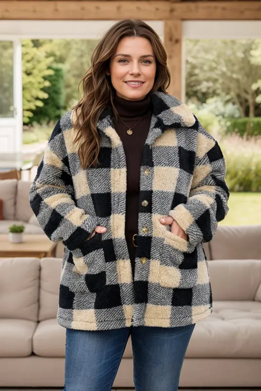 Plus Size Plaid Button Up Long Sleeve Coat sold by Gigi Laurent