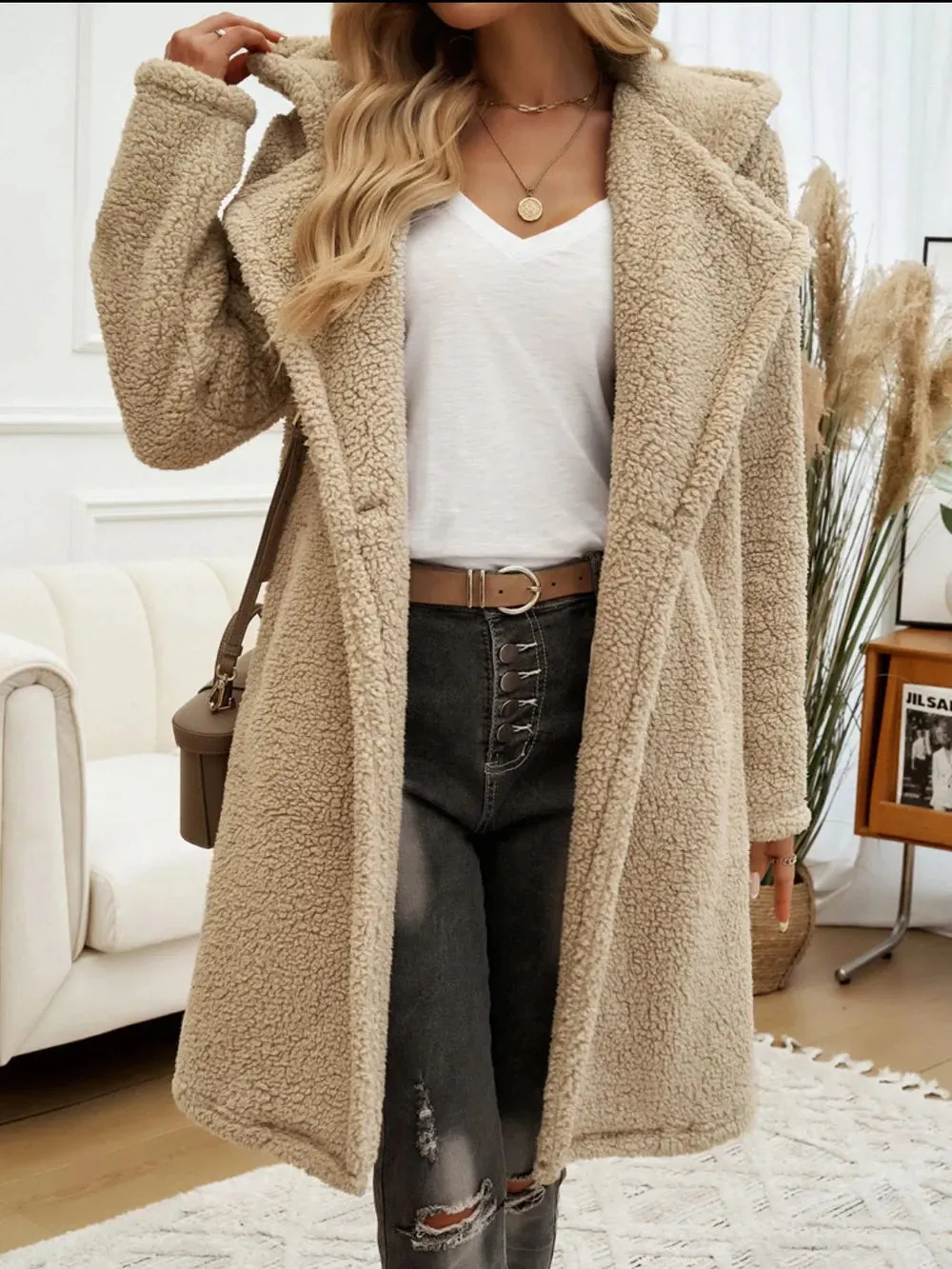 Devine Pocketed Long Sleeve Hooded Teddy Coat sold by Gigi Laurent product image thumbnail 4