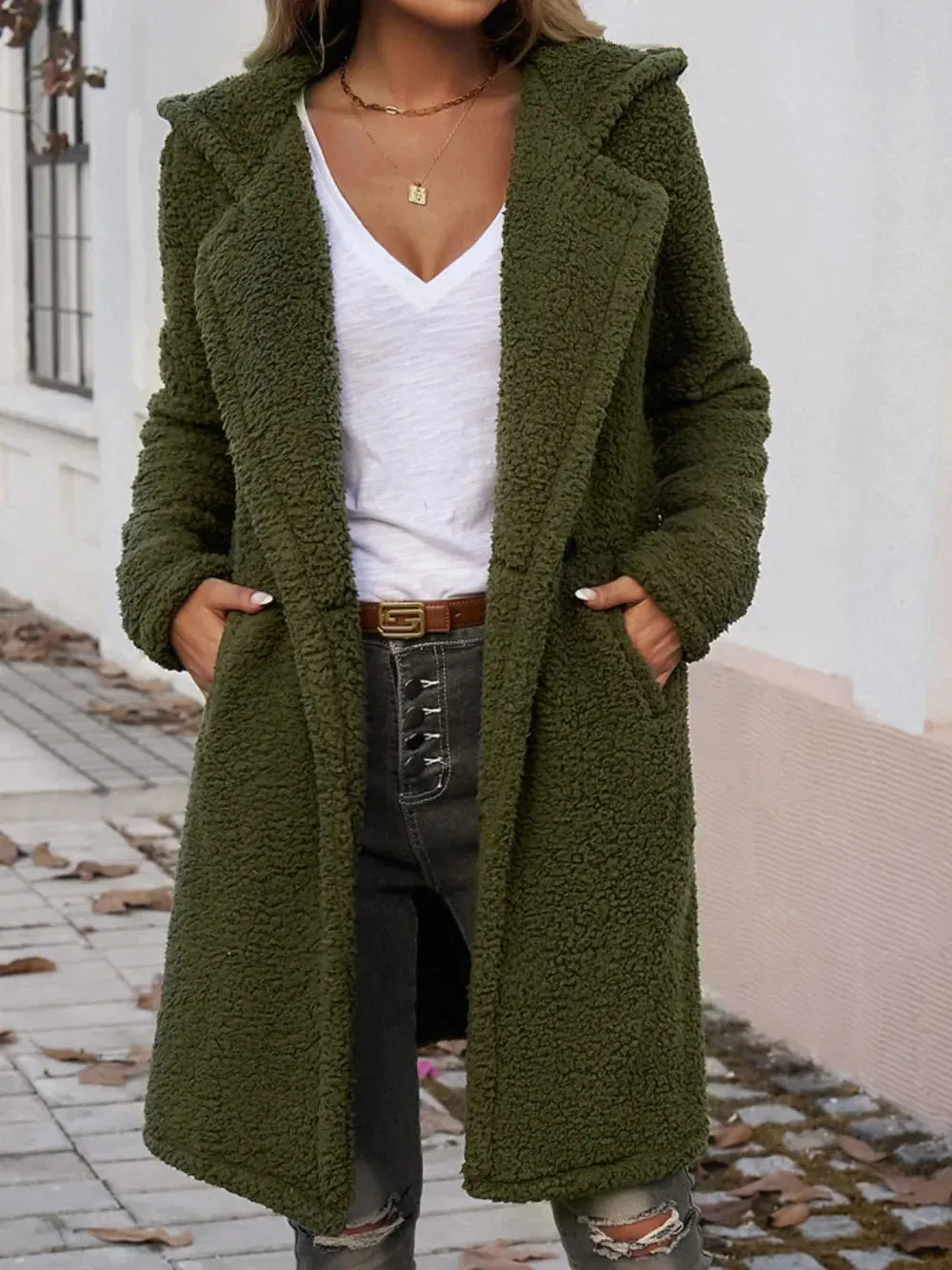 Devine Pocketed Long Sleeve Hooded Teddy Coat sold by Gigi Laurent product image thumbnail 3