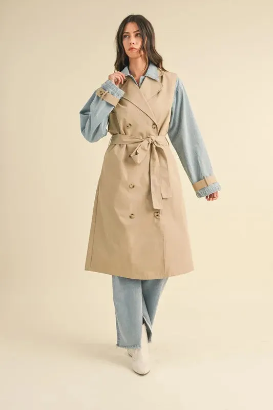 MABLE Layered Look Trench Coat With Denim Jacket sold by Gigi Laurent