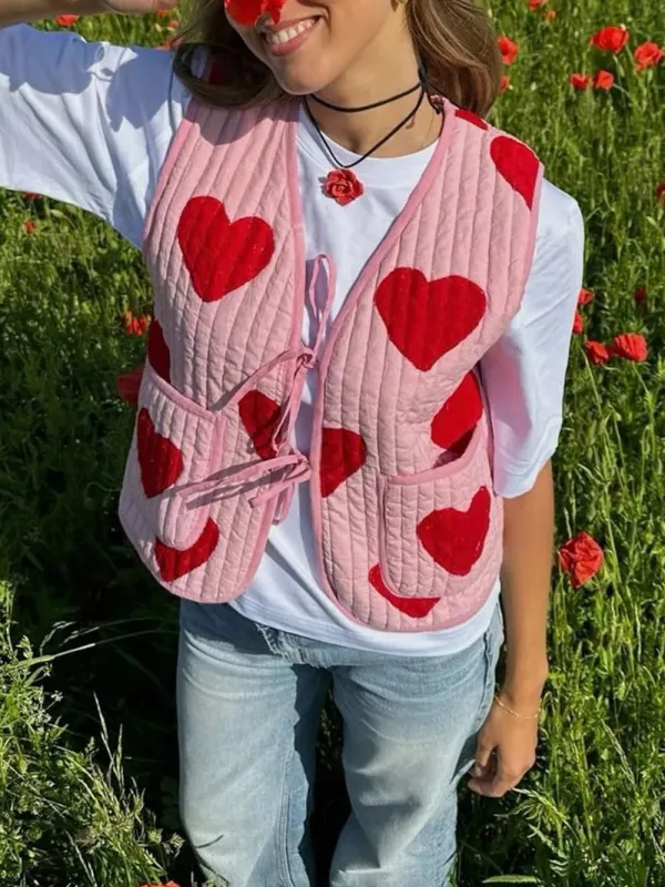 Tied Heart Vest with Pockets sold by Gigi Laurent