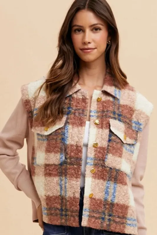 Annie Wear Faux Fur Plaid Button Up Jacket sold by Gigi Laurent