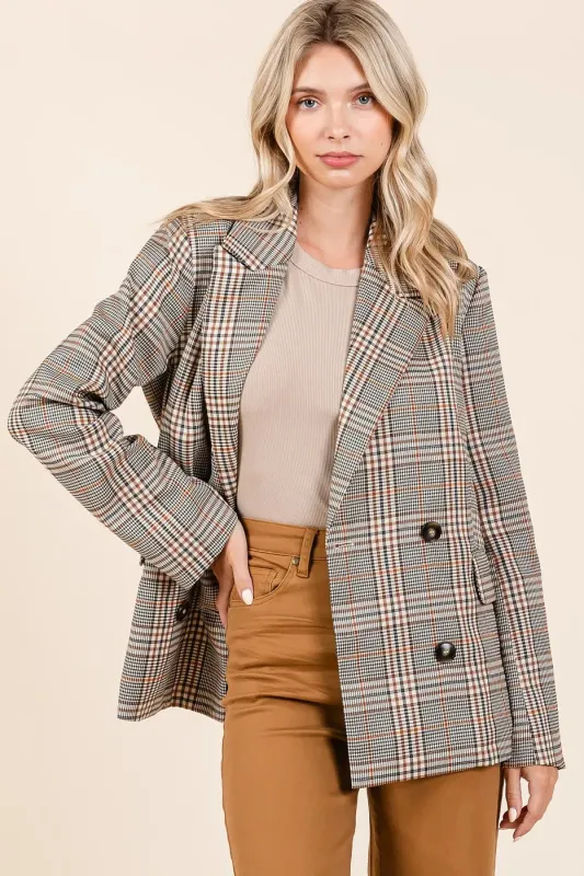 Mittoshop Plaid Double Breasted Relaxed Fit Blazer sold by Gigi Laurent