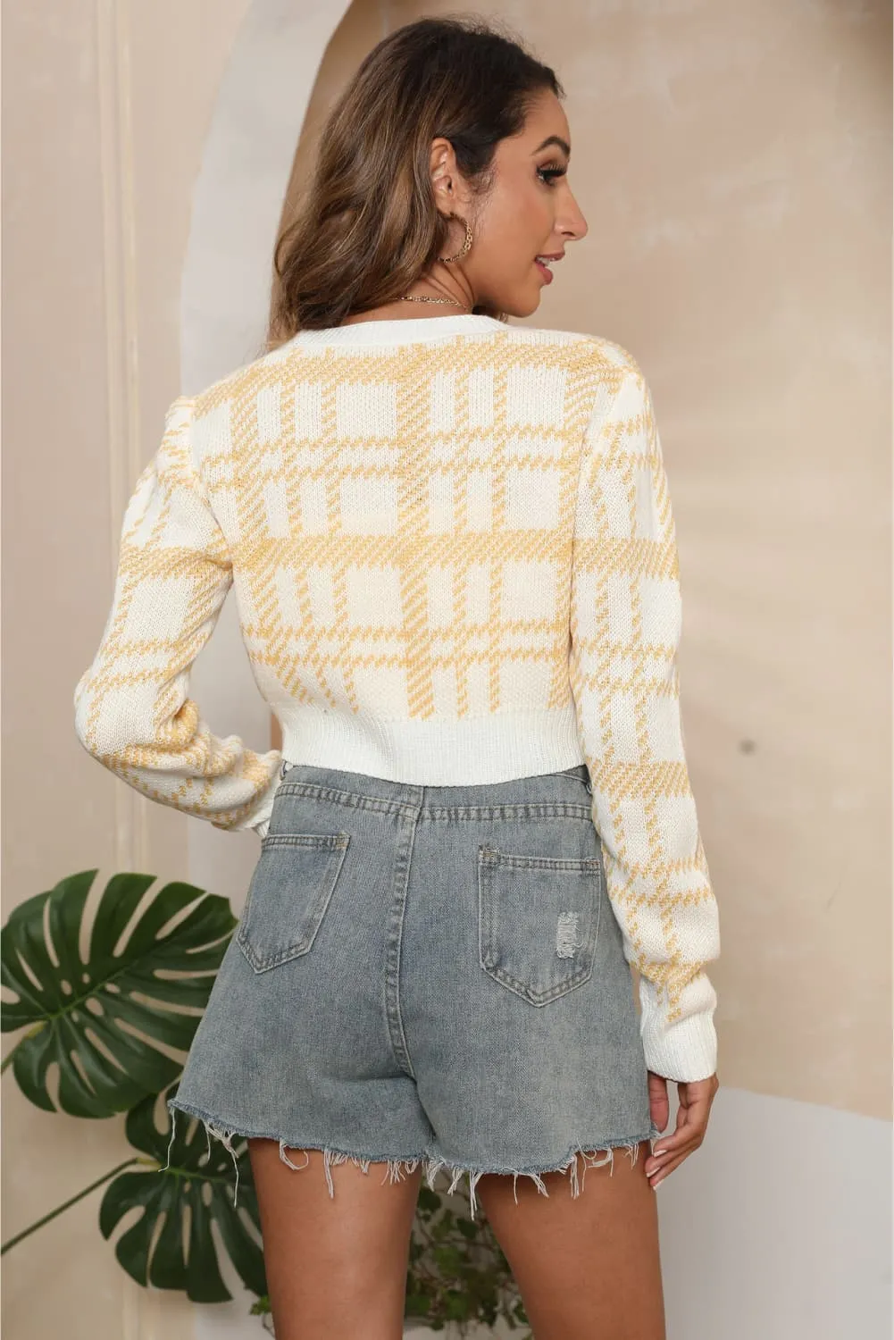 V-Neck Cropped Button-Up Cardigan sold by Gigi Laurent product image thumbnail 2