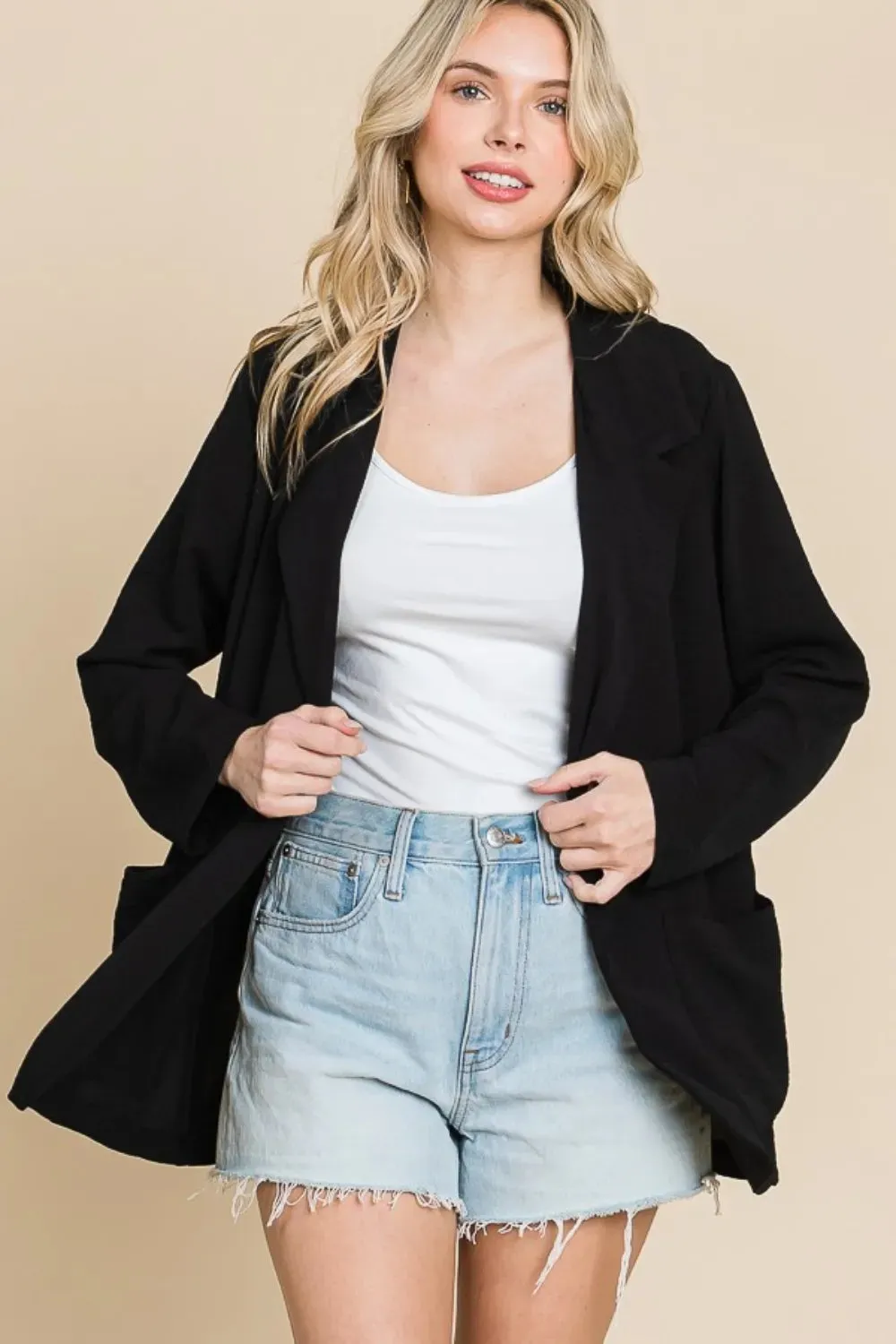 Culture Code One Button Long Sleeve Blazer with Pockets sold by Gigi Laurent