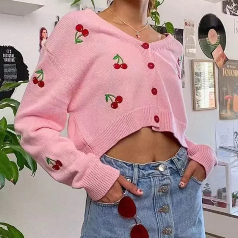 Cherry Button Down Cardigan sold by Gigi Laurent