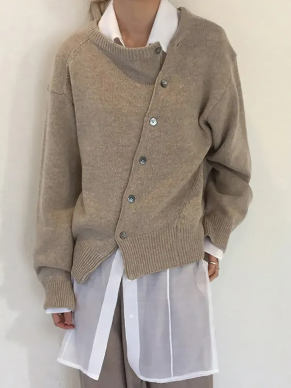 Dropped Shoulder Buttoned Cardigan sold by Gigi Laurent