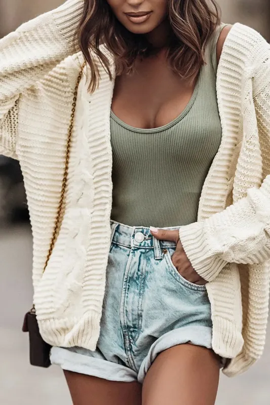 Cable-Knit Open Front Cardigan sold by Gigi Laurent