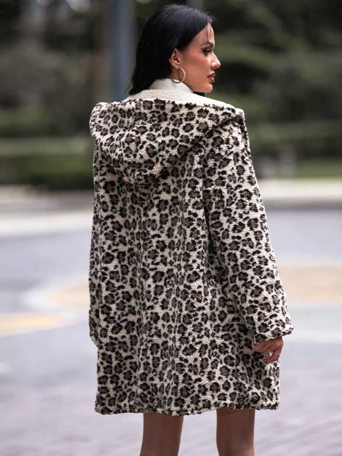 Shiny Leopard Print Hooded Teddy Coat sold by Gigi Laurent product image thumbnail 2