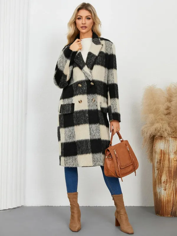 Plaid Double-Breasted Long Sleeve Coat sold by Gigi Laurent