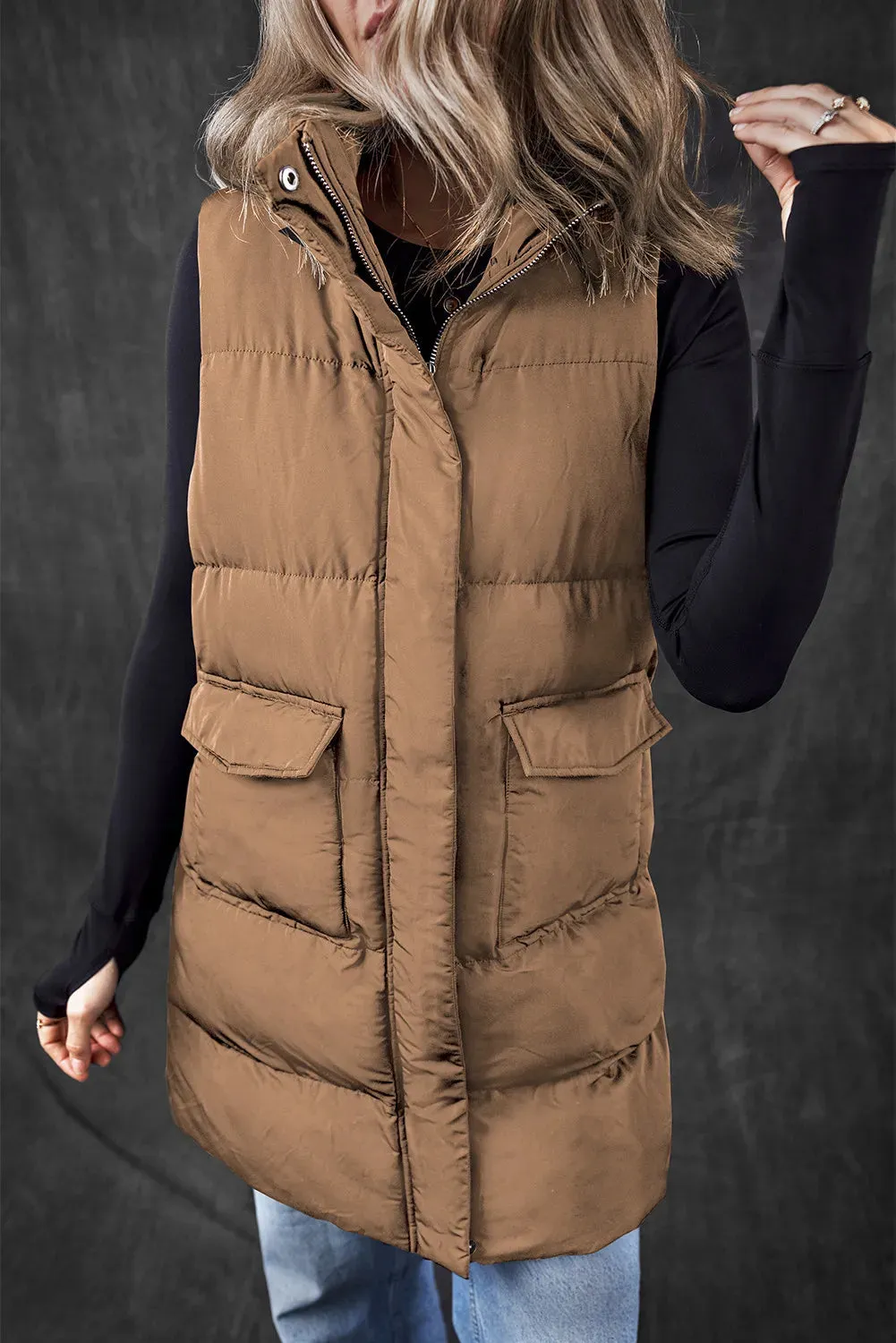 Pocketed Zip Up Vest Coat sold by Gigi Laurent product image thumbnail 3