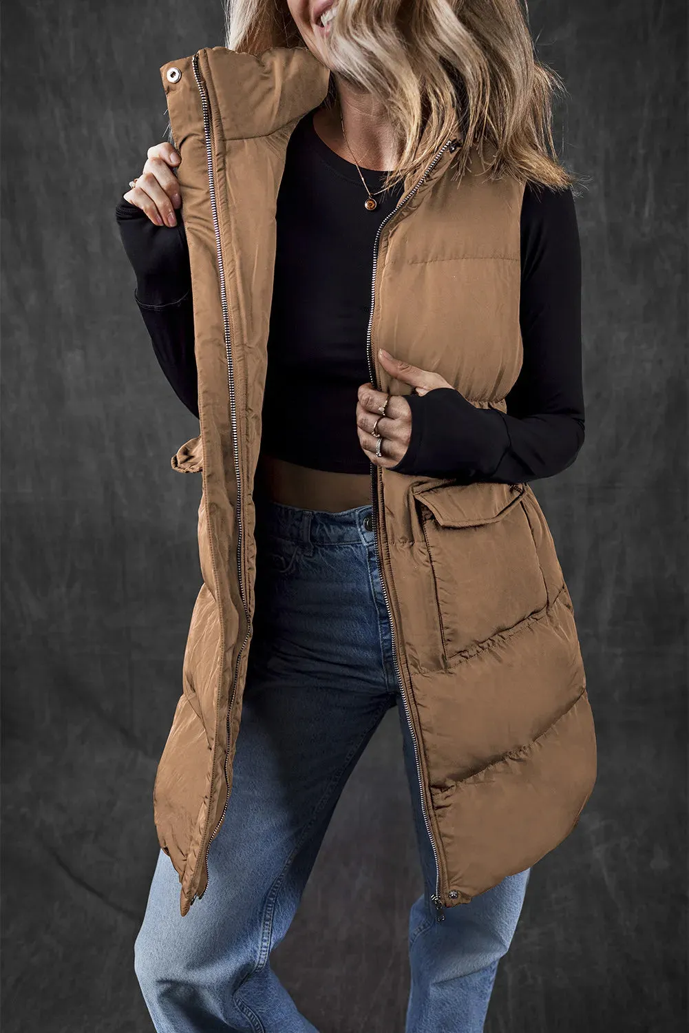 Pocketed Zip Up Vest Coat sold by Gigi Laurent