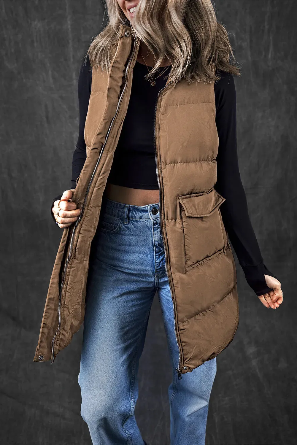 Pocketed Zip Up Vest Coat sold by Gigi Laurent product image thumbnail 2