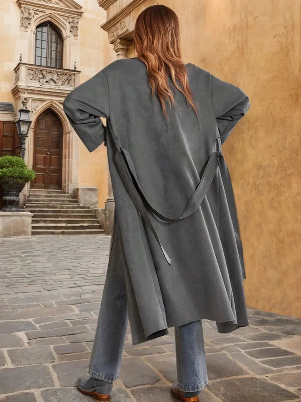 Tie Waist Long Sleeve Coat sold by Gigi Laurent product image thumbnail 2