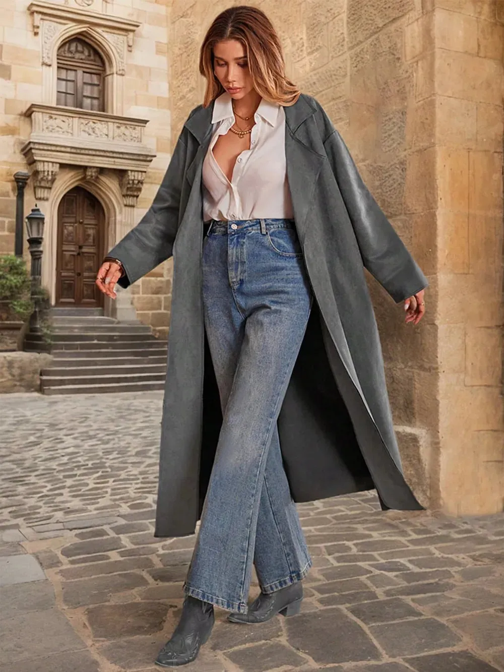 Tie Waist Long Sleeve Coat sold by Gigi Laurent product image thumbnail 4