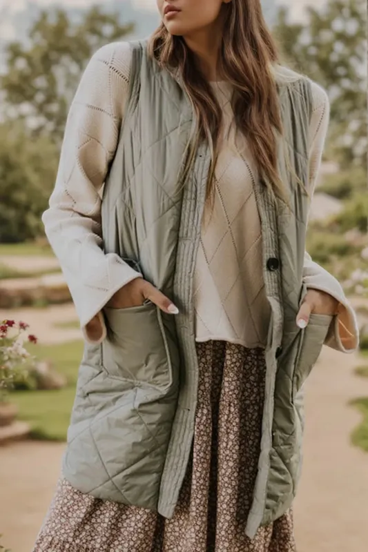 Button Up Pocketed Vest Coat sold by Gigi Laurent