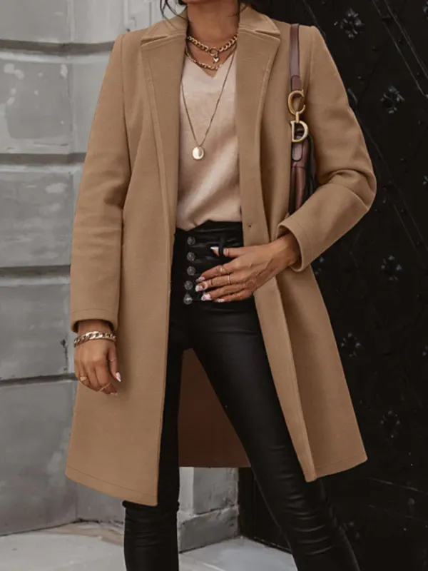 Collared Neck Button Up Long Sleeve Coat sold by Gigi Laurent