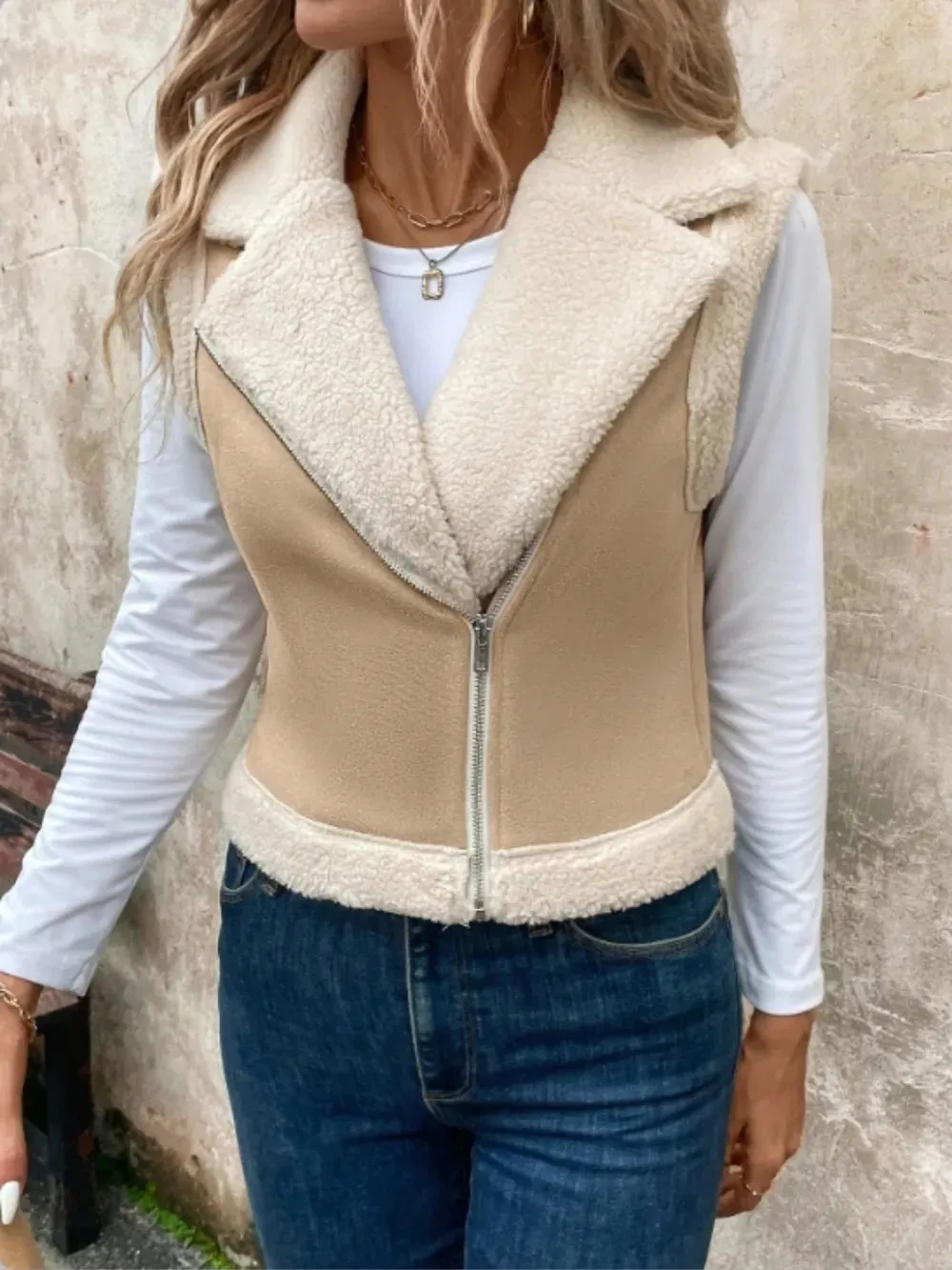 Zip Up Sherpa Vest Coat sold by Gigi Laurent product image thumbnail 5