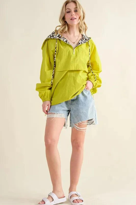 And The Why Leopard Print Hoodie Zipper Up Pocket Windbreaker sold by Gigi Laurent