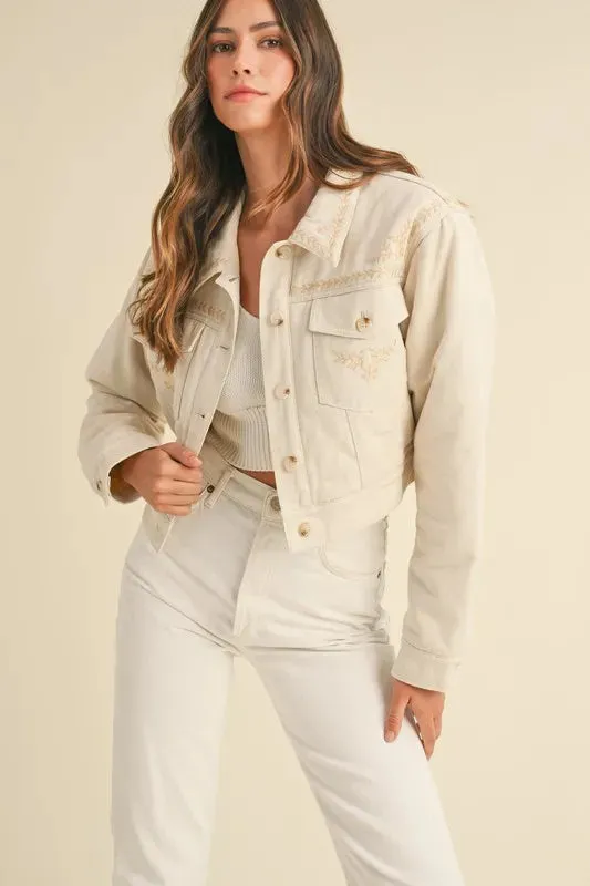 MABLE Embroidered Quilted Cropped Jacket sold by Gigi Laurent