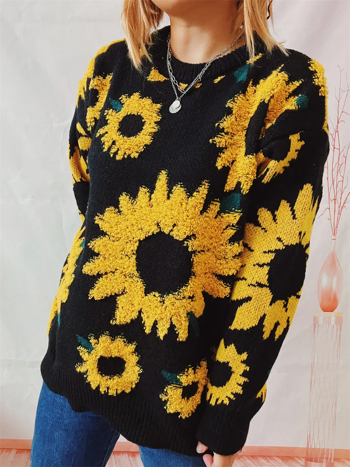 Sunflower Dropped Shoulder Long Sleeve Sweater sold by Gigi Laurent product image thumbnail 4