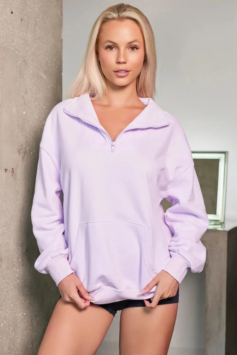 Quarter Zip Dropped Shoulder Sweatshirt sold by Gigi Laurent product image thumbnail 2