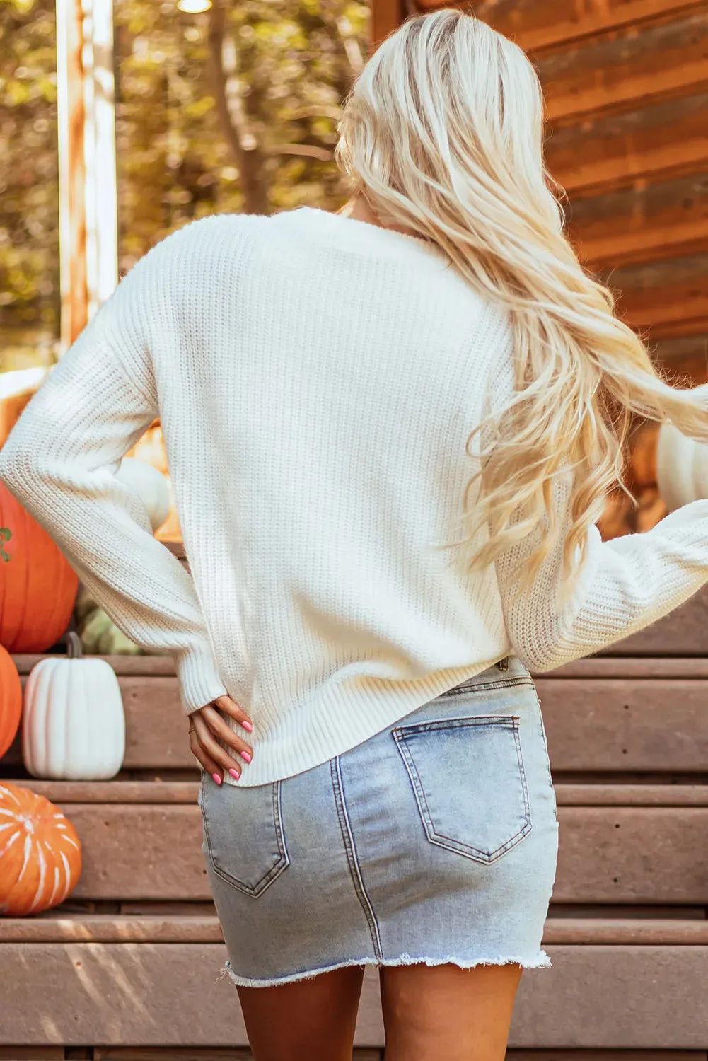 Pumpkin Embroidery Long Sleeve Sweater sold by Gigi Laurent product image thumbnail 5