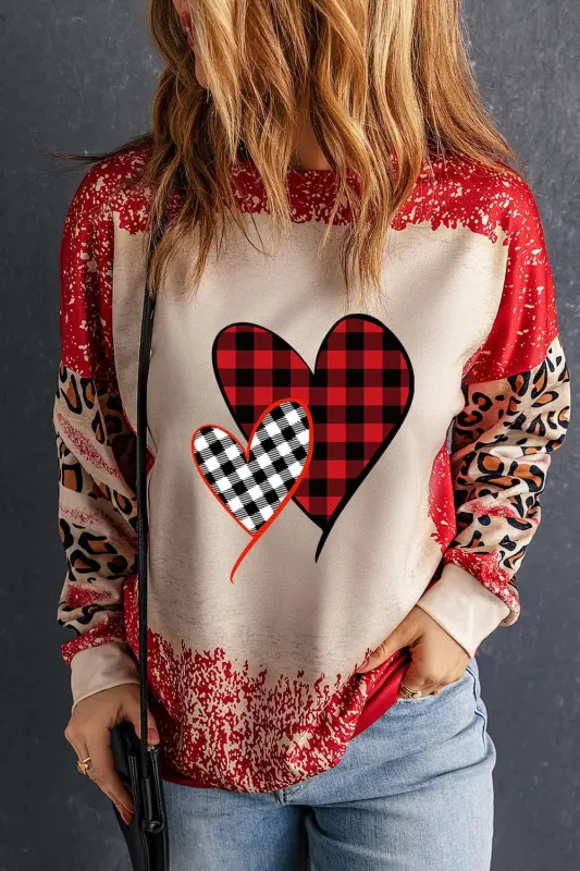 Heart Leopard Round Neck Sweatshirt sold by Gigi Laurent