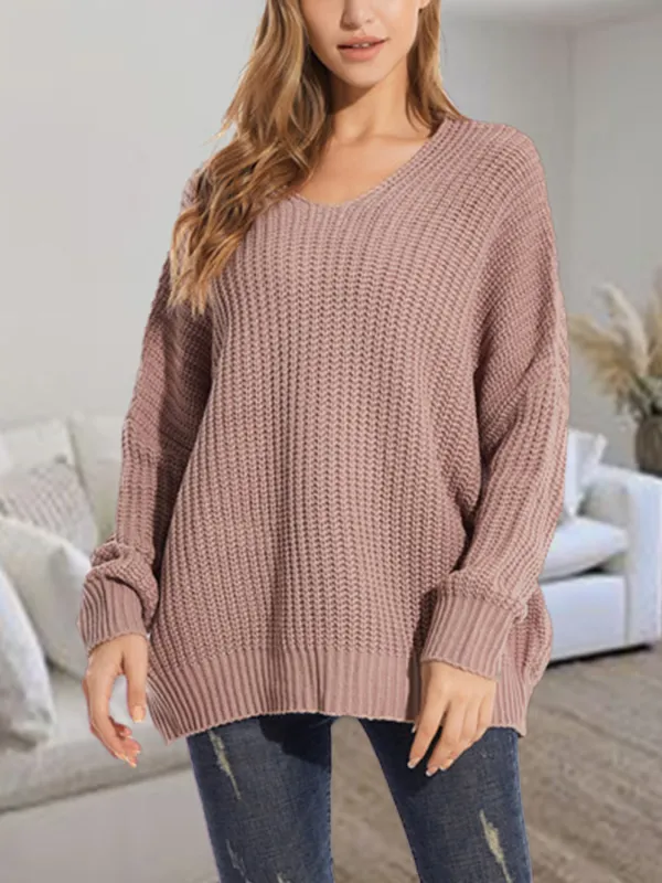 V-Neck Batwing Dropped Shoulder Sweater sold by Gigi Laurent
