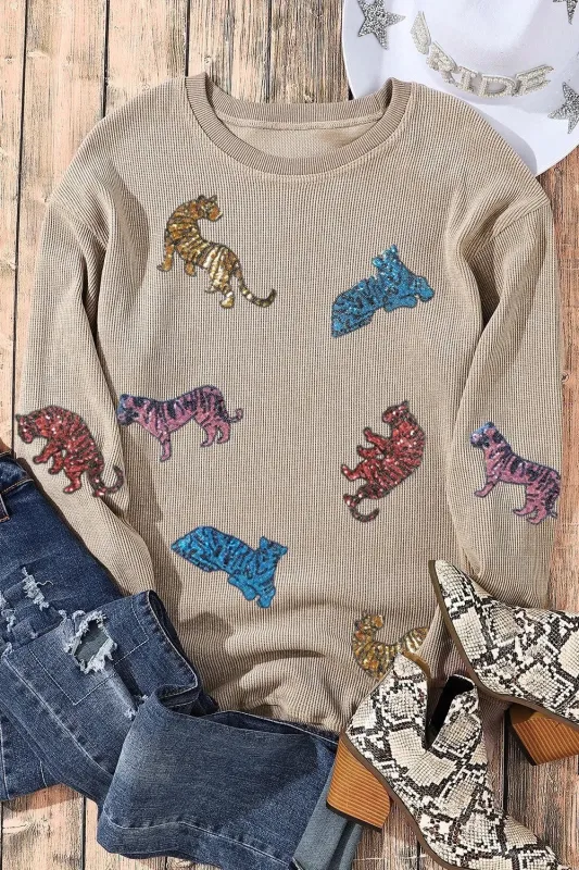 Animal Sequin Dropped Shoulder Sweatshirt sold by Gigi Laurent