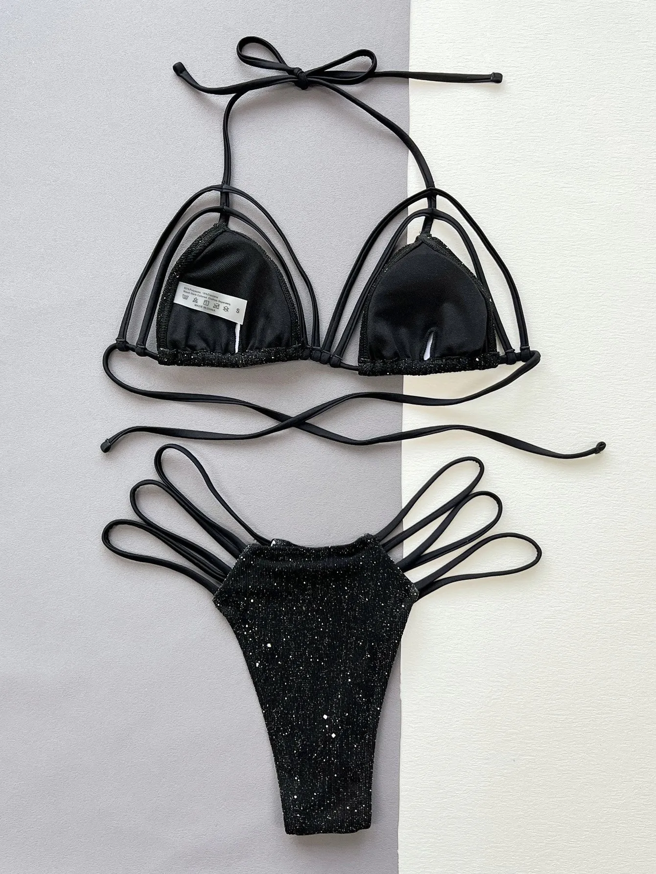Glitter Halter Neck Strappy Two-Piece Bikini Set sold by Gigi Laurent product image thumbnail 4