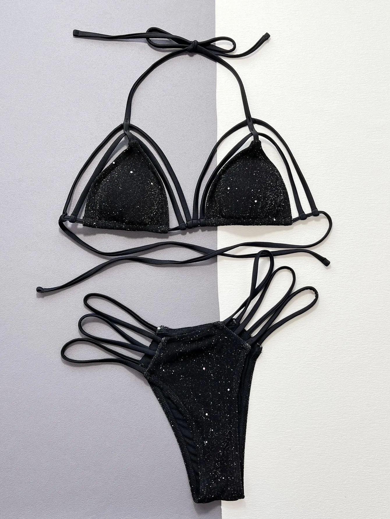 Glitter Halter Neck Strappy Two-Piece Bikini Set sold by Gigi Laurent product image thumbnail 3