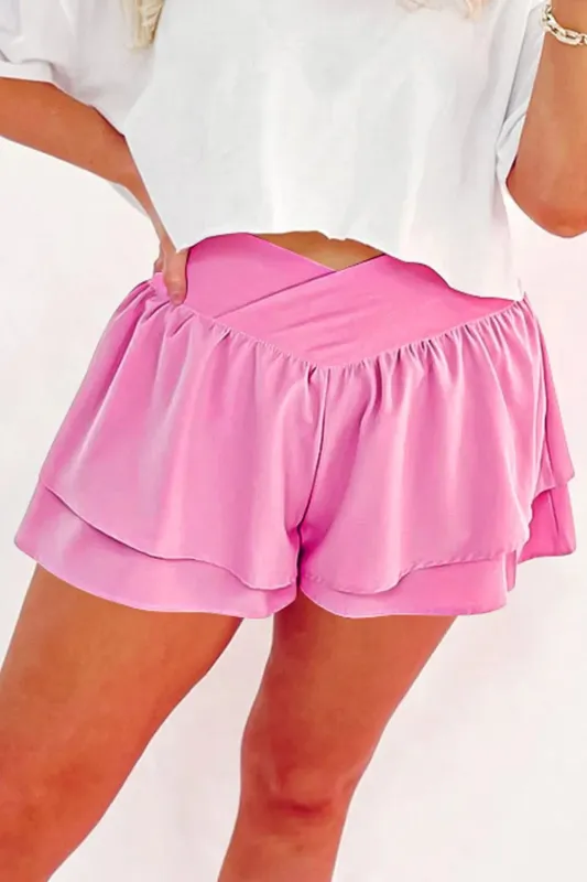 Ruffled Layered Asymmetrical Waist Shorts sold by Gigi Laurent