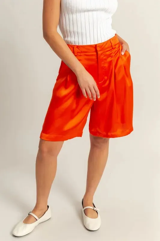 HYFVE High-Waist Pleated Satin Shorts sold by Gigi Laurent