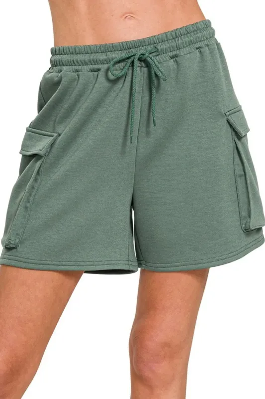 Zenana Scuba Thigh Pocket Shorts sold by Gigi Laurent