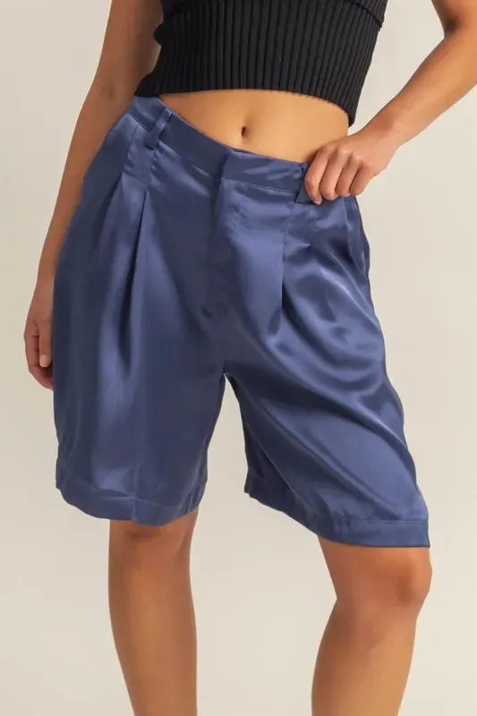 HYFVE High-Waist Pleated Satin Shorts sold by Gigi Laurent