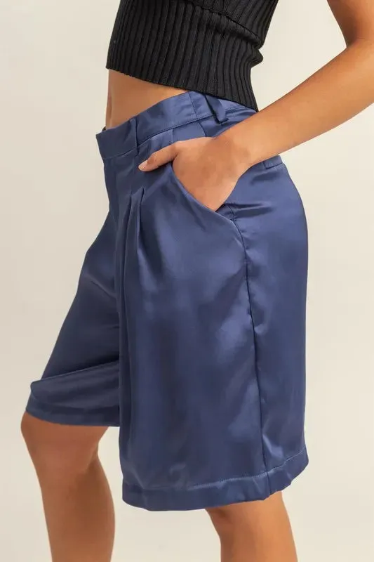 HYFVE High-Waist Pleated Satin Shorts sold by Gigi Laurent product image thumbnail 3