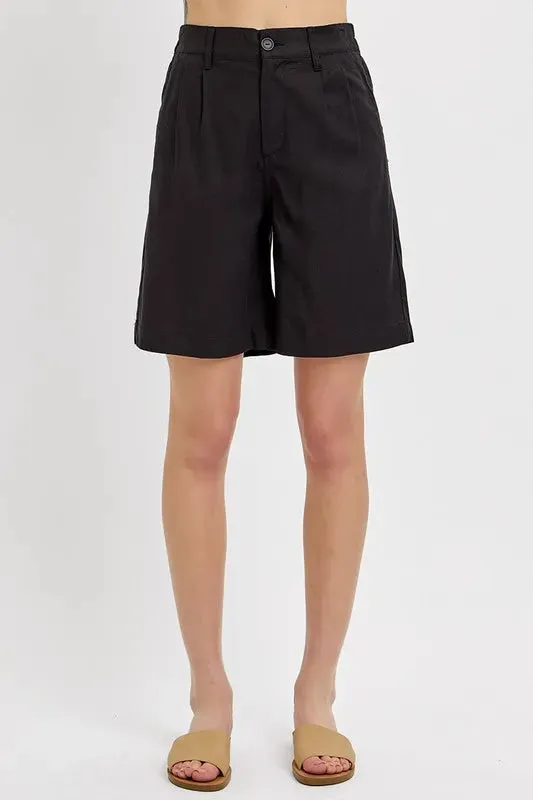 RISEN High Rise Pleated Front Shorts sold by Gigi Laurent