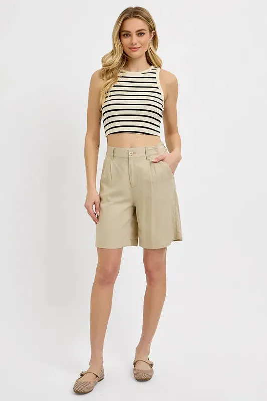 RISEN High Rise Pleated Front Shorts sold by Gigi Laurent product image thumbnail 5