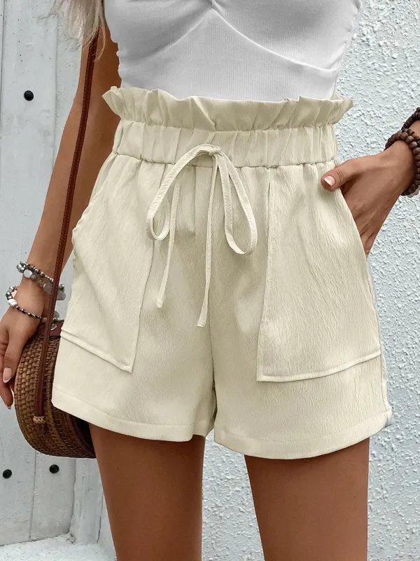 Perfee Paperbag Waist Shorts with Pockets sold by Gigi Laurent