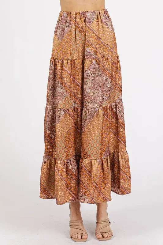 Mittoshop Paisley Patchwork Print Satin Maxi Skirt sold by Gigi Laurent