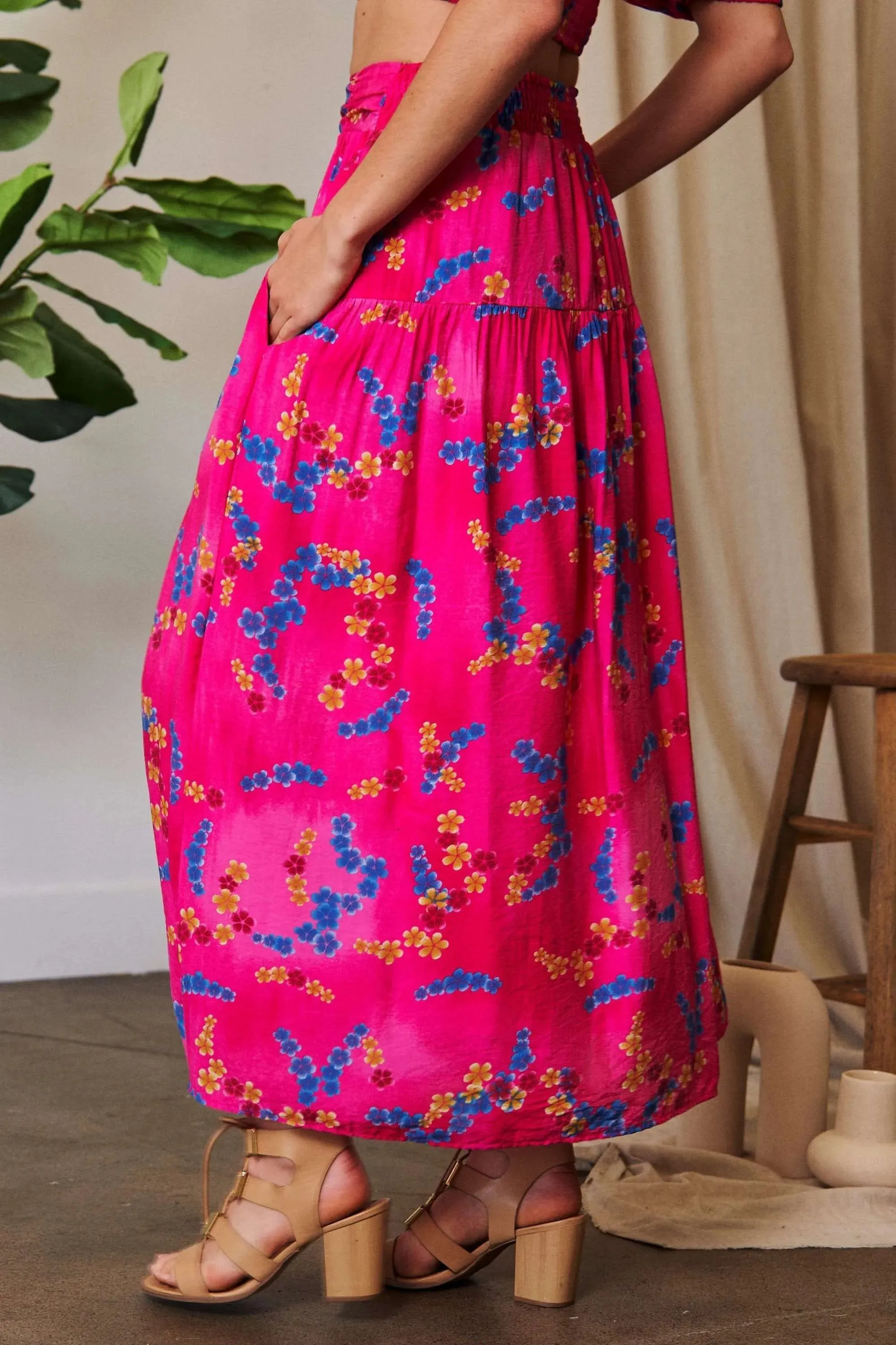 Davi & Dani Printed Smocking Waistband Ruffled Maxi Skirt sold by Gigi Laurent product image thumbnail 5