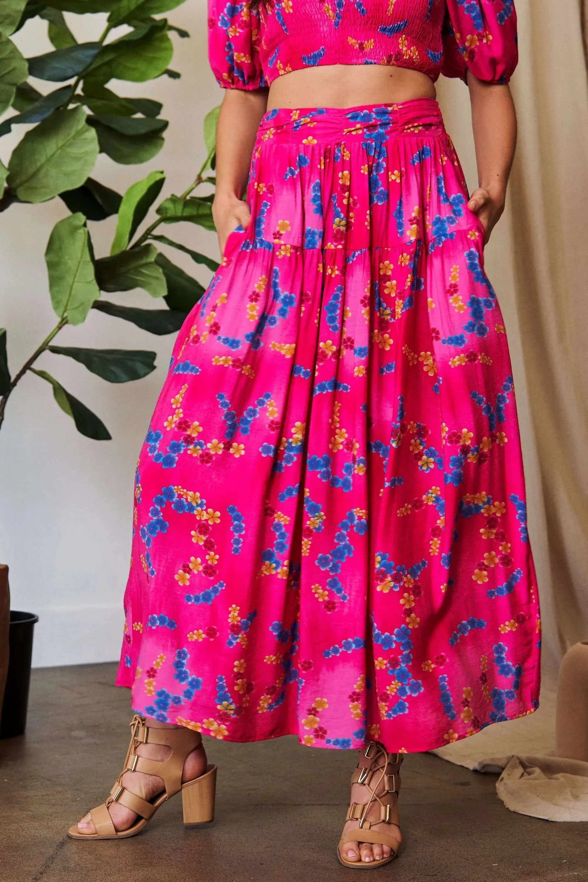 Davi & Dani Printed Smocking Waistband Ruffled Maxi Skirt sold by Gigi Laurent product image thumbnail 2