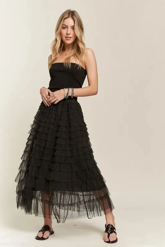 ADORA Elastic Waist Layered Mesh Midi Skirt sold by Gigi Laurent product image thumbnail 5