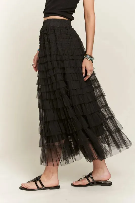 ADORA Elastic Waist Layered Mesh Midi Skirt sold by Gigi Laurent product image thumbnail 2