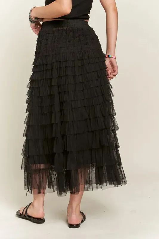 ADORA Elastic Waist Layered Mesh Midi Skirt sold by Gigi Laurent product image thumbnail 3