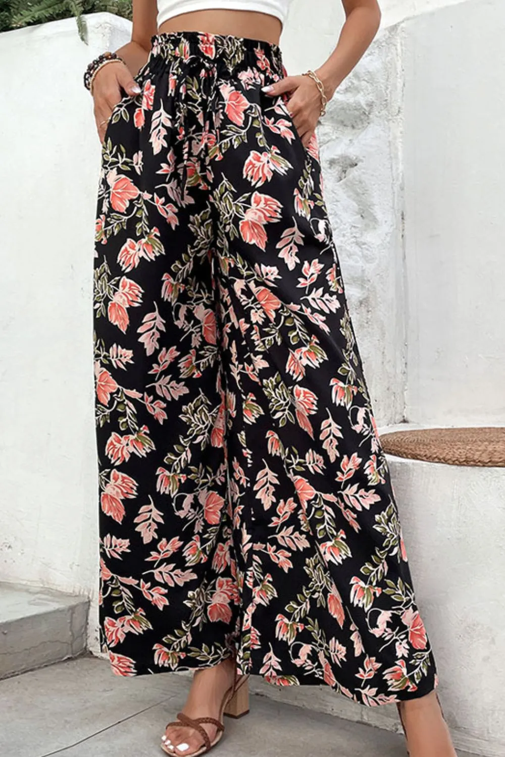 Perfee Floral Pull-On Wide Leg Pants sold by Gigi Laurent product image thumbnail 3