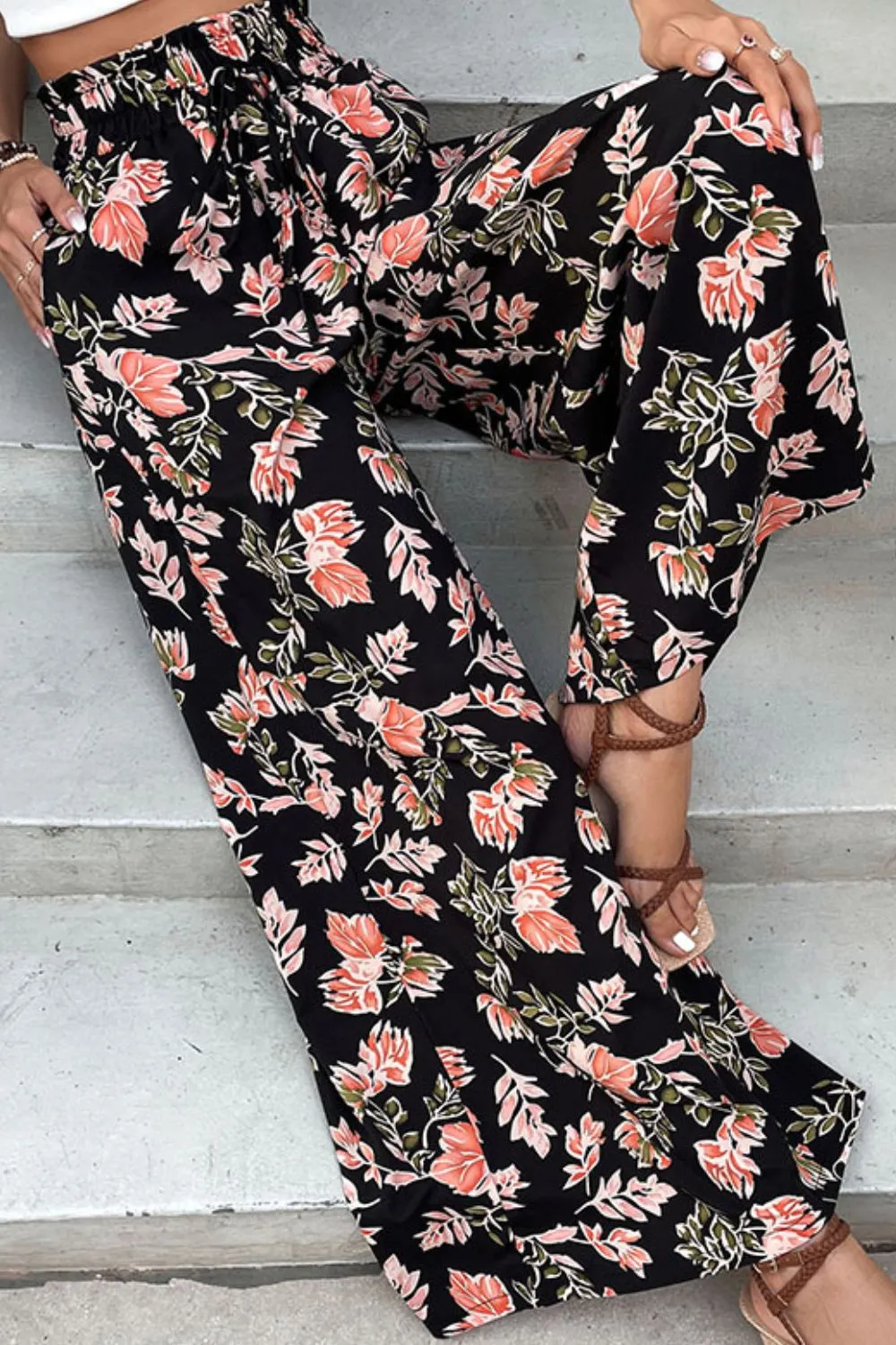 Perfee Floral Pull-On Wide Leg Pants sold by Gigi Laurent product image thumbnail 5