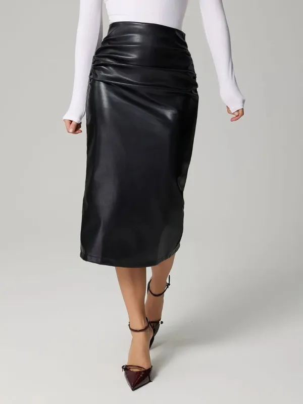 Slit Back Ruched Midi Skirt sold by Gigi Laurent