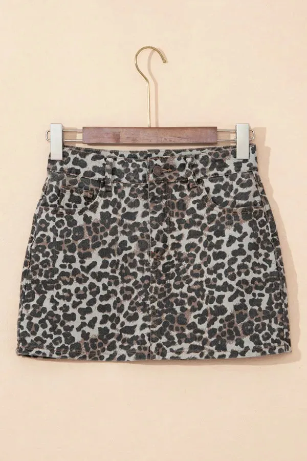 Leopard Denim Mini Skirt sold by Gigi Laurent product image thumbnail 5